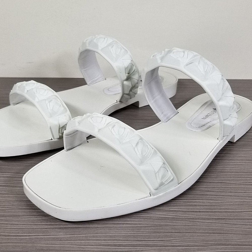 Stuart Weitzman The Rosita Jelly Slide Sandal, White, Womens Size 8 M
